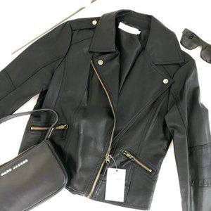 Teen Love Vegan Leather Biker Jacket in Black
